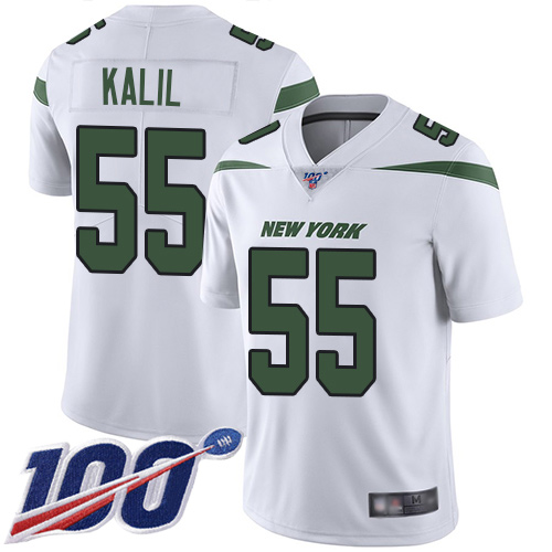 New York Jets Limited White Youth Ryan Kalil Road Jersey NFL Football #55 100th Season Vapor Untouchable